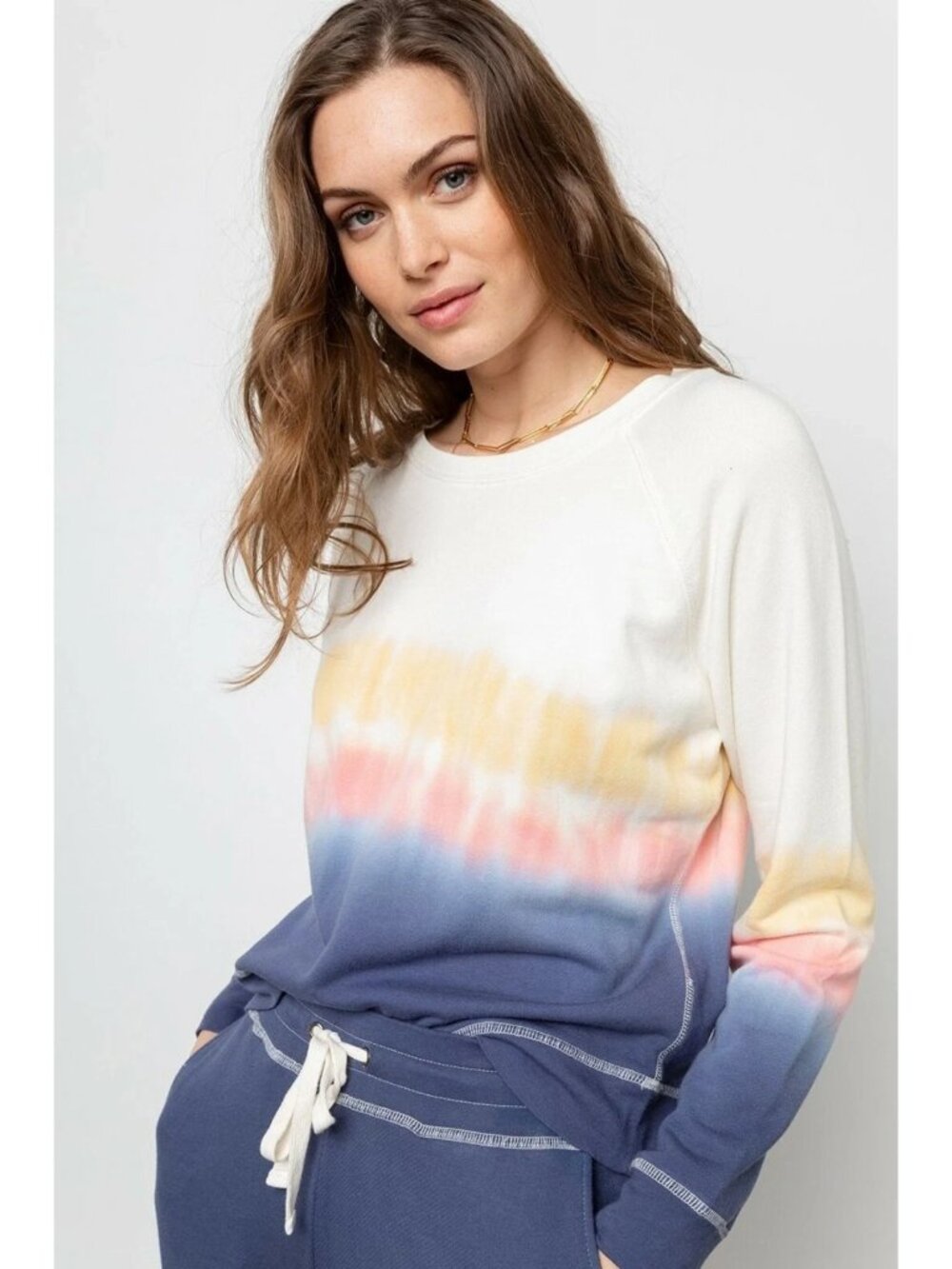 Rails Blue & Pink Tie-Dye Soft Washed Cotton/Modal Sweatshirt
